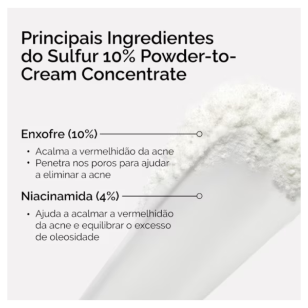 Concentrado Antiacne The Ordinary Sulfur 10% Powder-to-Cream   combate espinhas rápido - Imagem 9