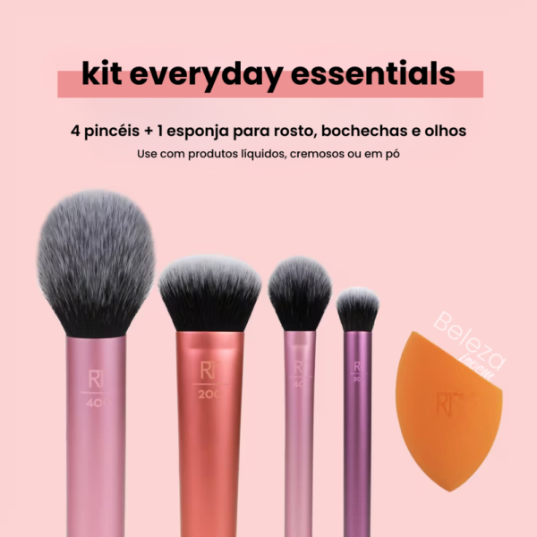 Real Techniques Kit de Pincéis Maquiagem Everyday Essentials + Esponja Miracle - Imagem 2